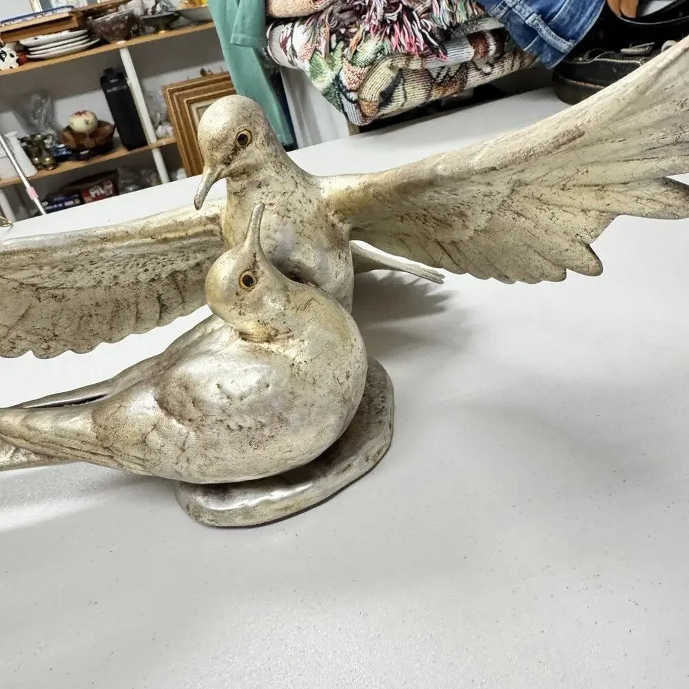 Anthony Freeman Hagen Renaker Silver Ceramic Loving Doves Damaged MCM Vintage